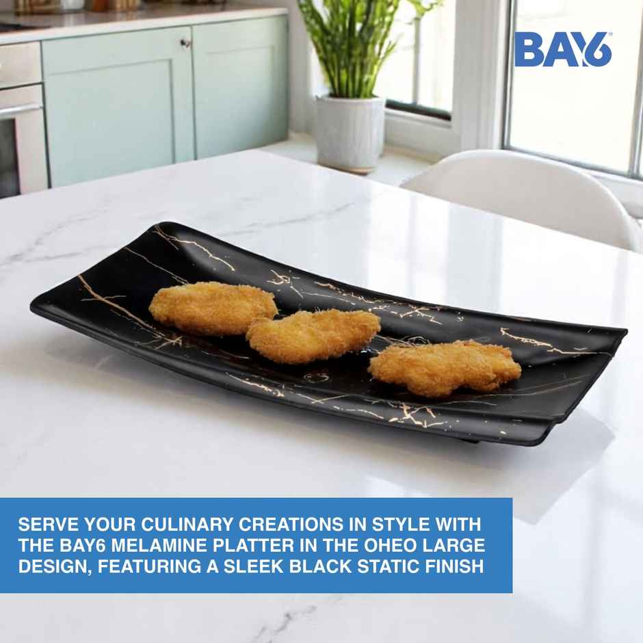 BAY6 Melamine Platter - Oheo Large - 12*7 Inch - Black Static