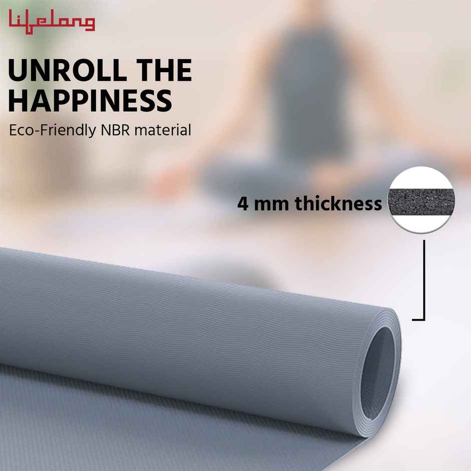 Lifelong Llym92 Yoga Mat For Women & Men | Eva Material | 4 mm | Grey