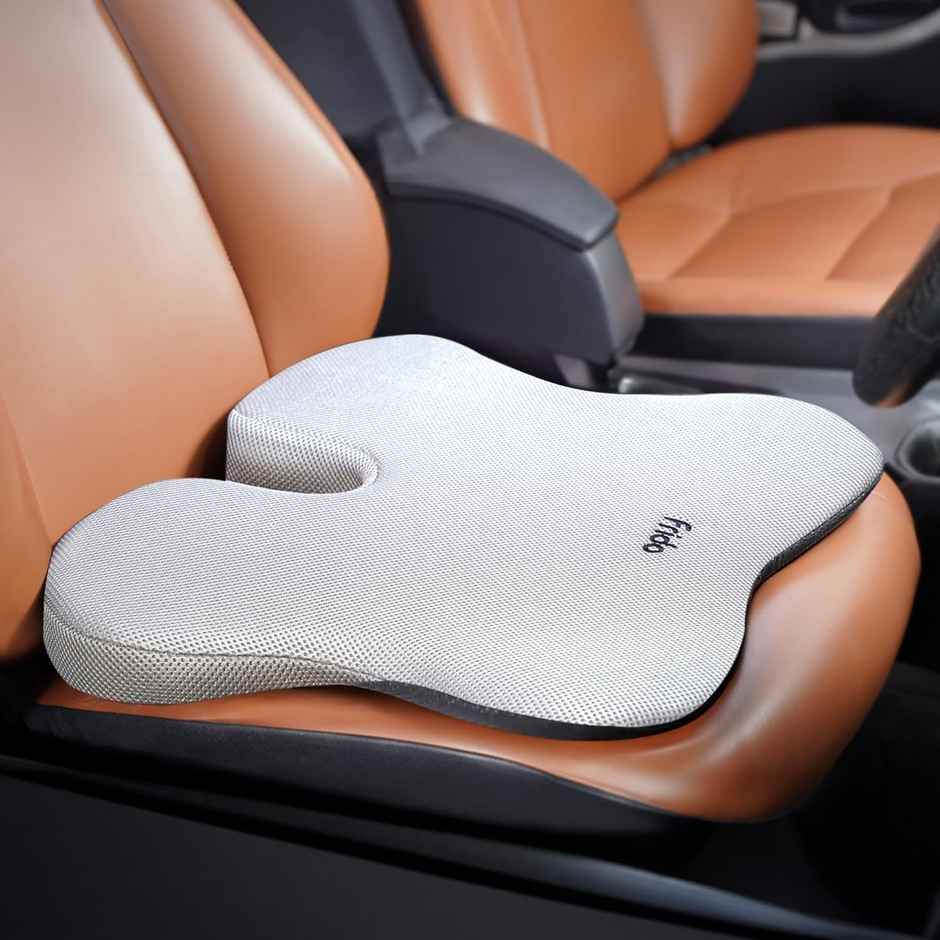 Frido Ultimate Car Wedge Seat Cushion | Memory Foam Cushion Weight <120 kg | Grey