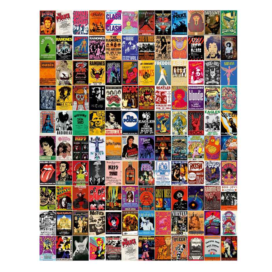 Paper Plane Design Rock Band Wall Posters Collage | Set of 120 | (4 Inch x 6 Inch) D3