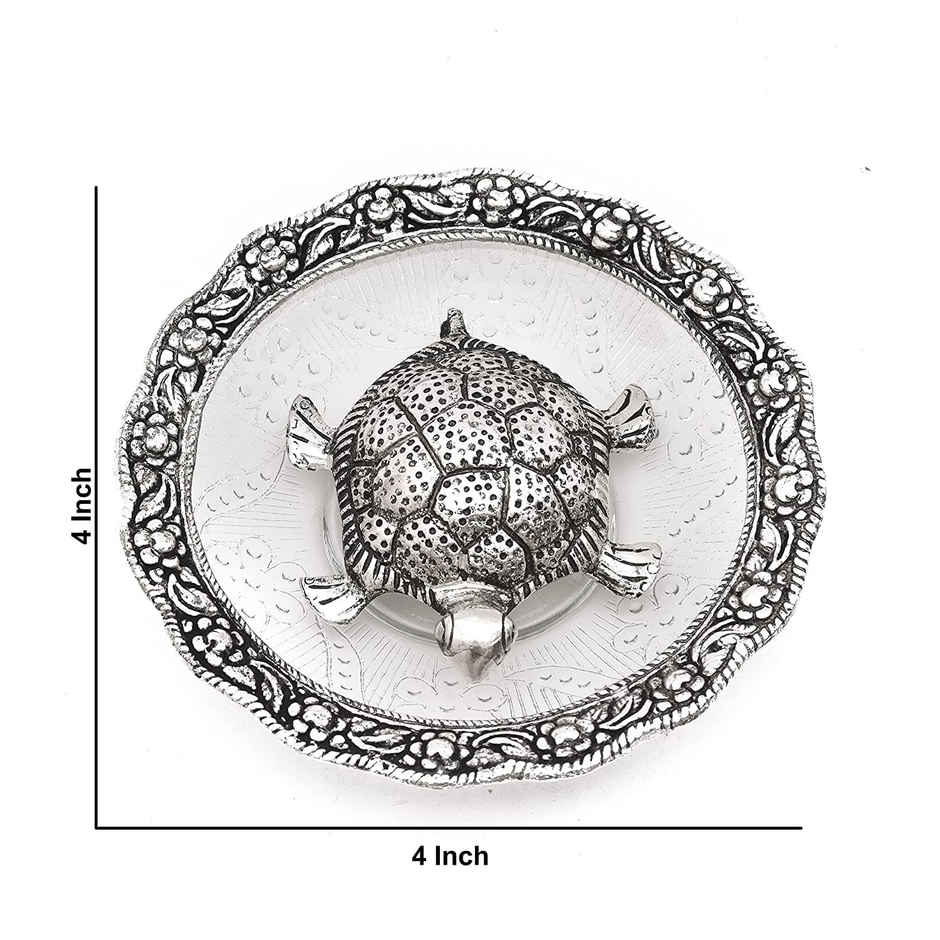 Perpetual Feng Shui Tortoise Showpiece | Silver Coated | Turtle Vastu Gift | Home Decoration