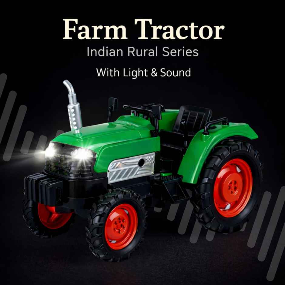 Race n Roll Light & Sound Farm Tractor Adventure Toy Pull back Action Vehicle Green