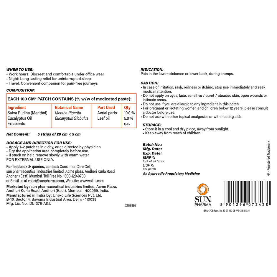 Volini Feminine Pain Relief Patch