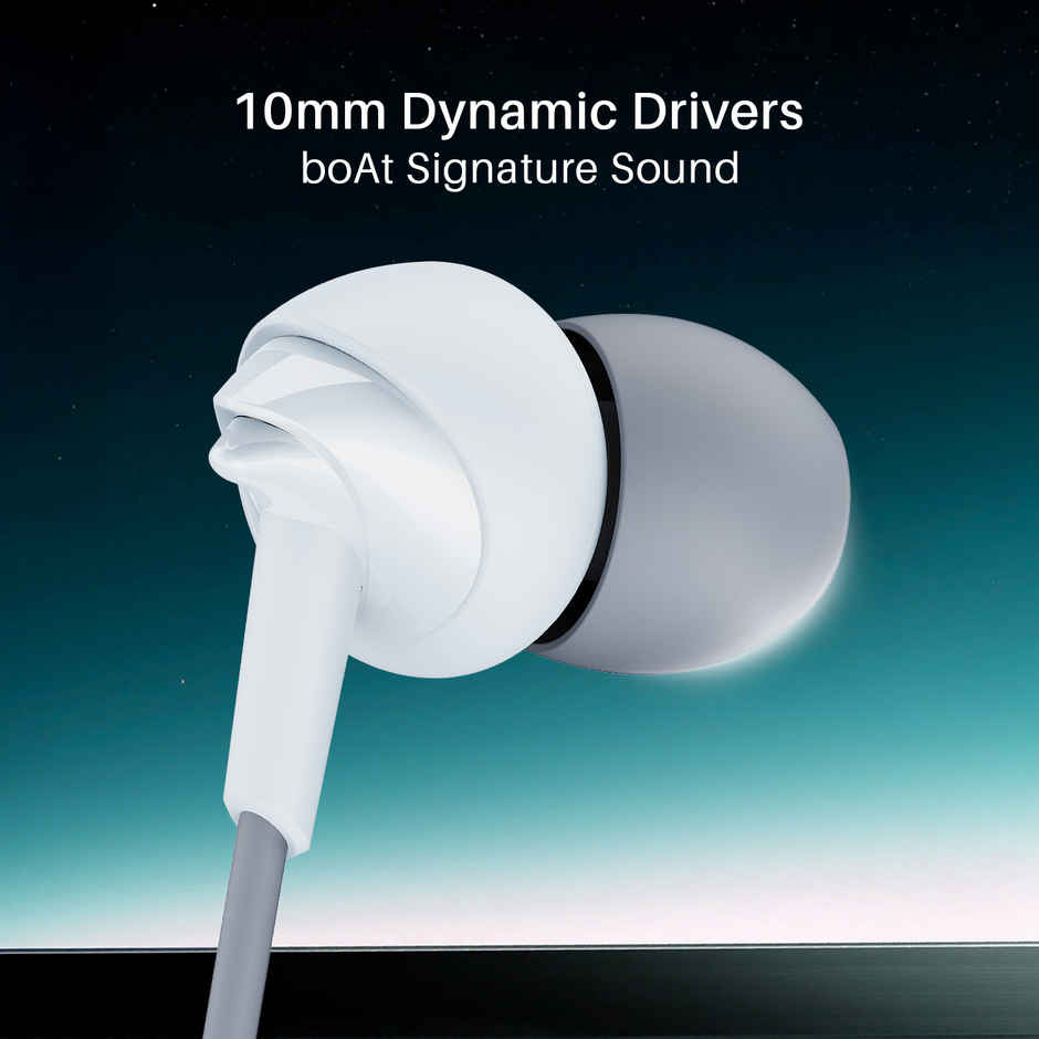 boAt Bassheads 300C Wired Earphones,Type C Jack, 10mm Drivers, in Line Mic, 120cm Cable | Cool Grey