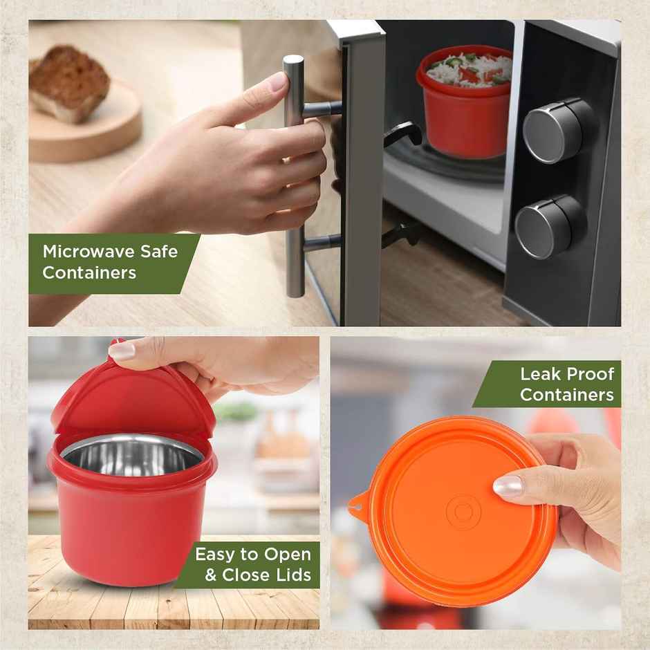 Oliveware Benny Microwave Stainless Steel Container Set Of 2 600 ml Orange Bronze