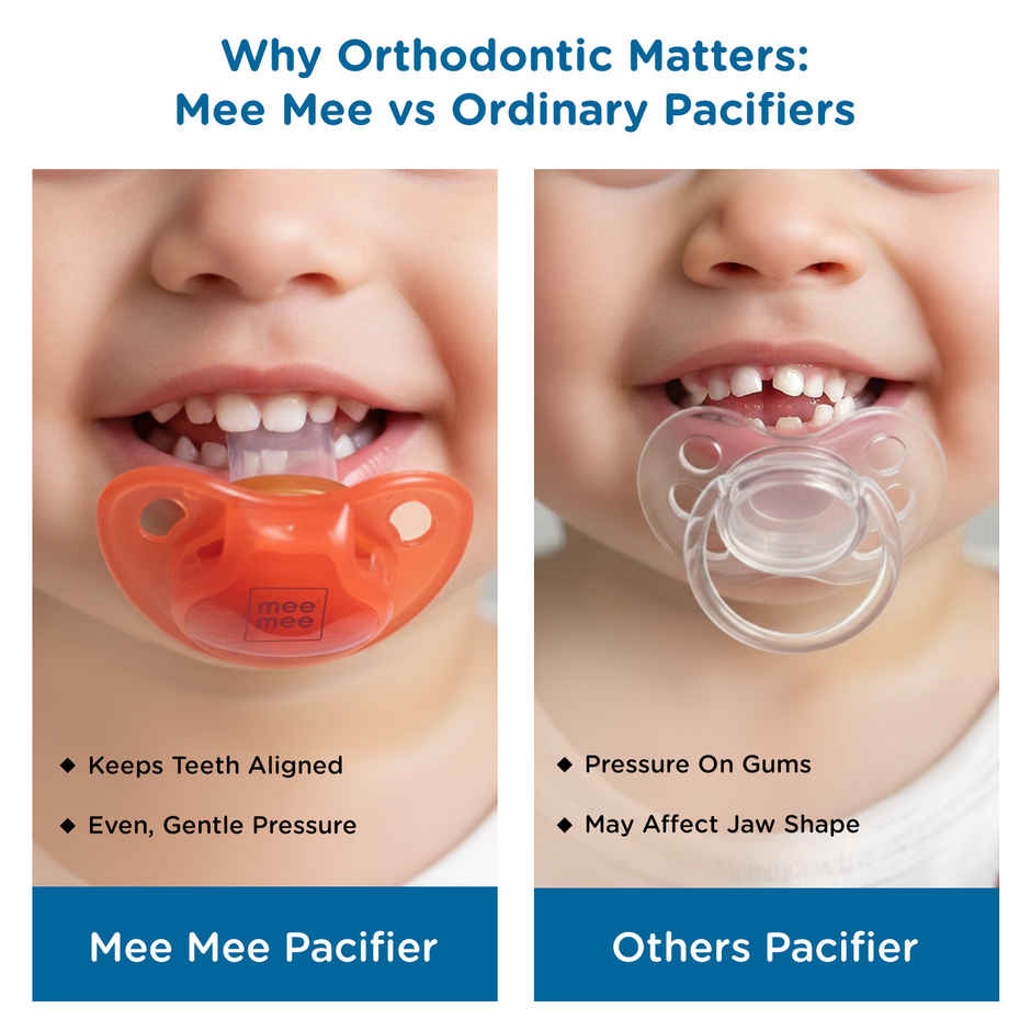 Mee Mee Baby Pacifier Ultra Light Soft Silicone Nipple | BPA Free | Red/Blue