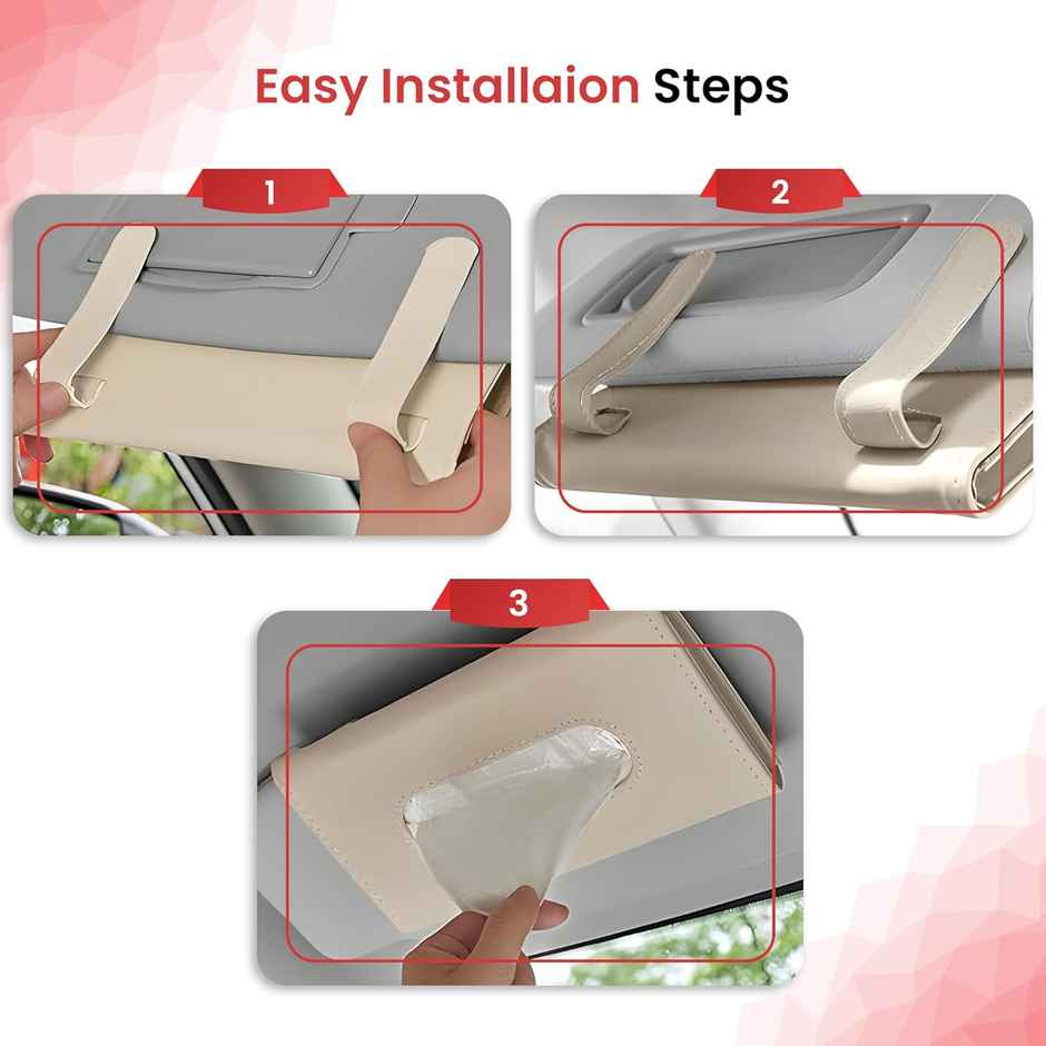 Autoguys Universal Tissue Holder For Car With 1 Set Tissues Included - Beige