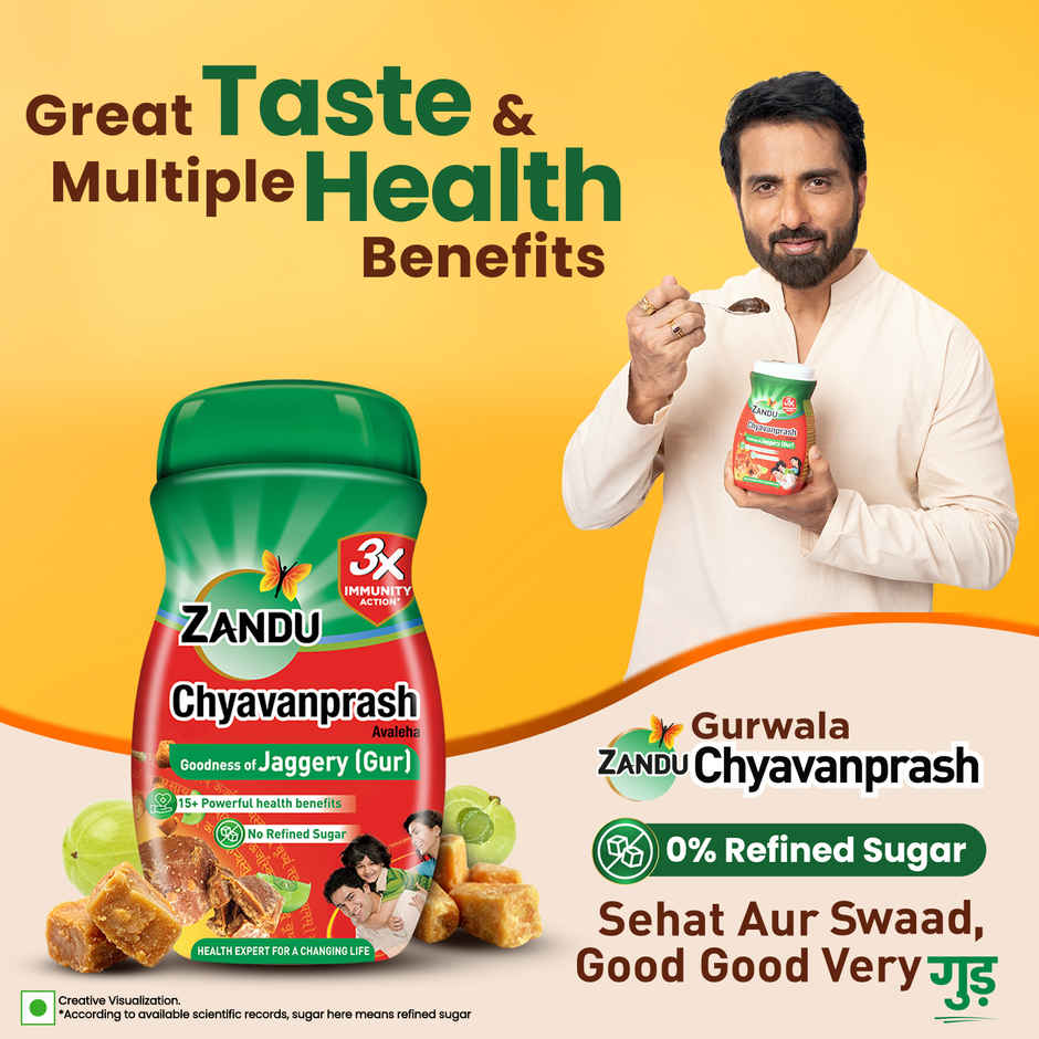 Zandu Jaggery Chyawanprash Avaleha, Made with Jaggery (Gur), No added Sugar