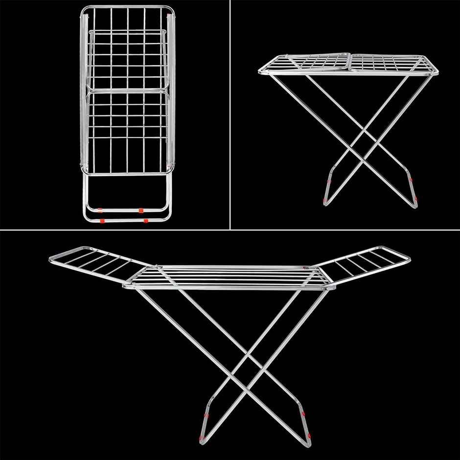 Capsicum Stainless Steel Foldable Cloth Dryer Stand Double Rack Cloth Stands For Drying Clothes