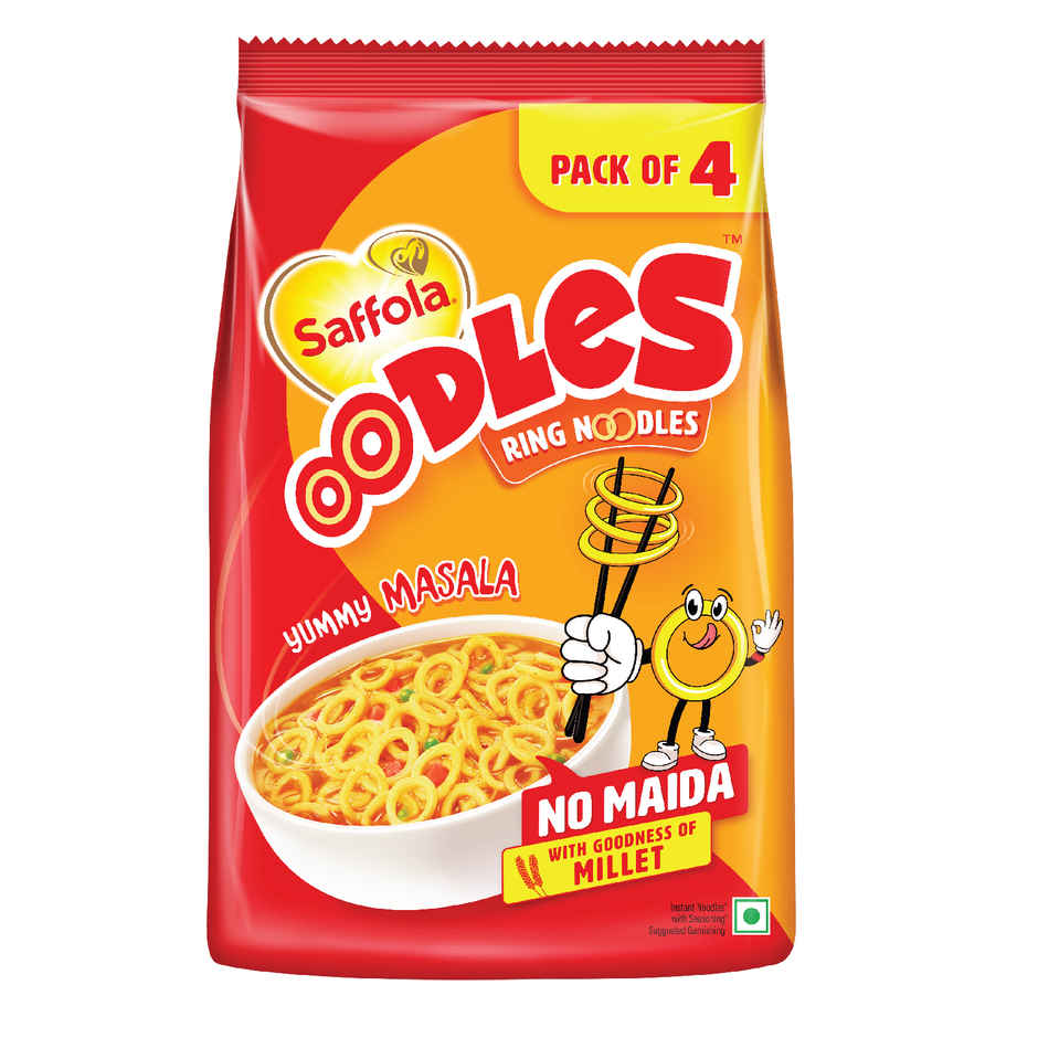 Saffola Oodles Instant Noodles Ring shape Yummy Masala Flavour No Maida Whole Grain Oats