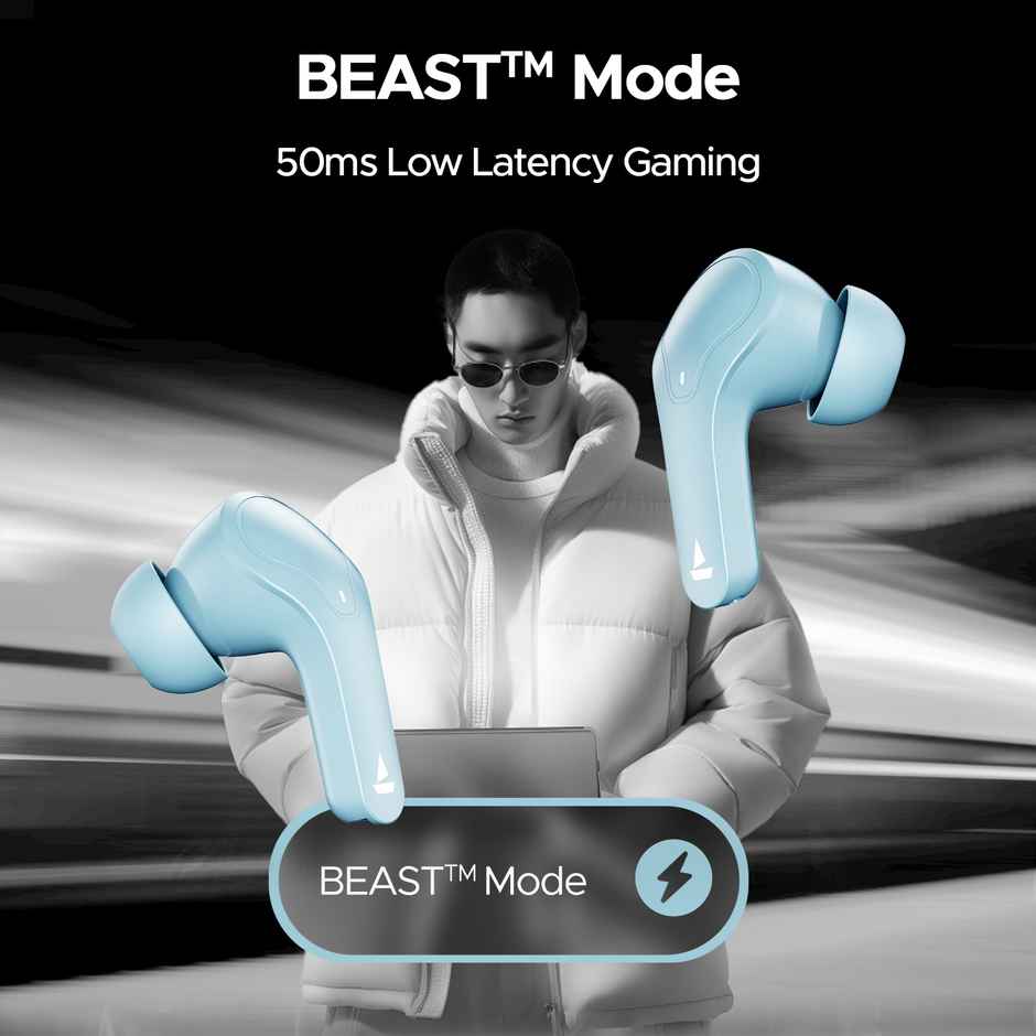 boAt Airdopes 311 Pro TWS Earbuds with mic, 50HRS Battery, Fast Charge, Dual Mics ENx Tech, Transparent LID, Low Latency, IPX4, IWP Tech, v5.3 Bluetooth Earbuds - Dusk Blue