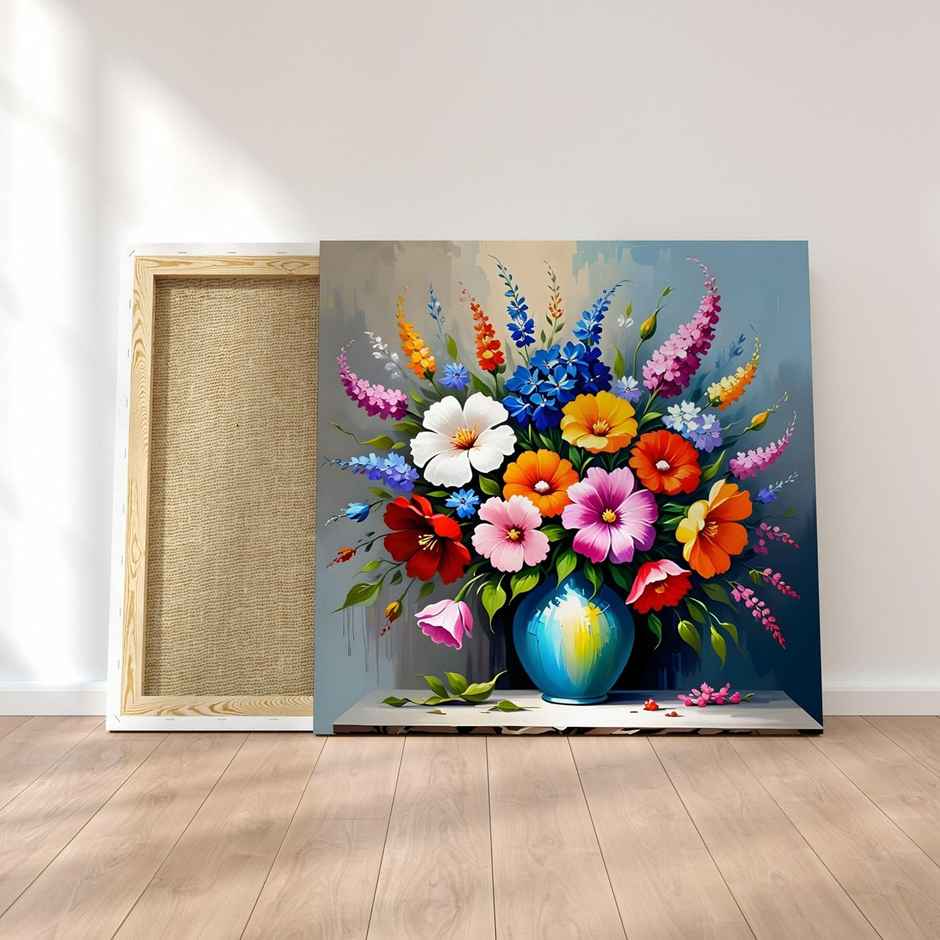 Indianara Floral Canvas Painting for wall decoration | 20 x 20 inch - 10429MCAN