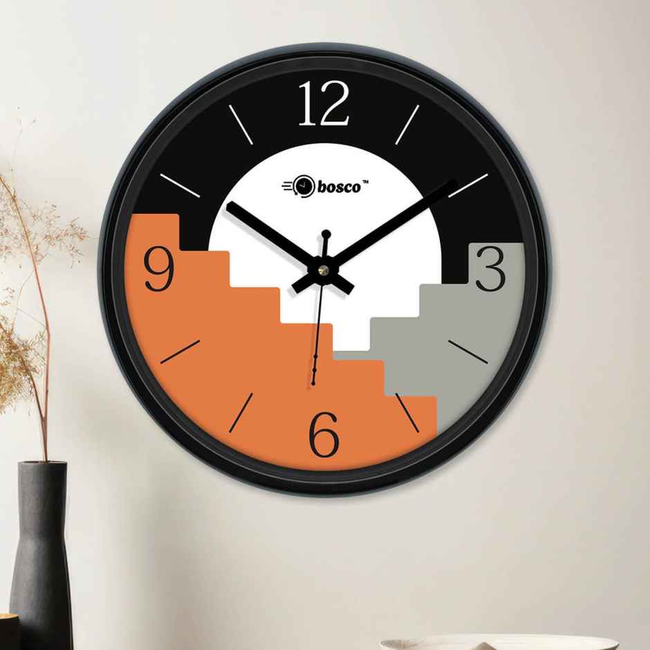 Bosco Decorative Silent Black Elegant 30 CM Modern Round Wall Clock BWC 1247
