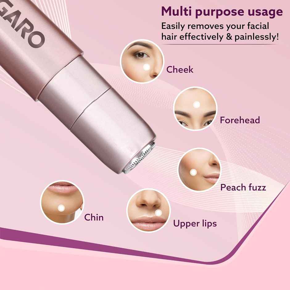 Agaro Facial Hair Remover, Cordless & Painless Hair Remover With Hypoallergenic Blade, Rechargeable