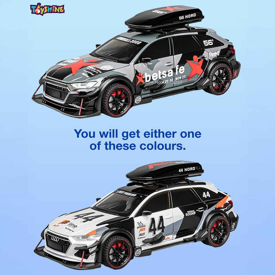 Toyshine 1:24 Die Cast Racing A4 Sports Car with Music Pull Back & Opening Doors for Kids 3+ Black