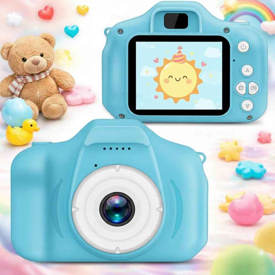 Chigy Wooh Digital Camera Toy for Kids | Video Recording | Mini Games | Rechargeable | Blue