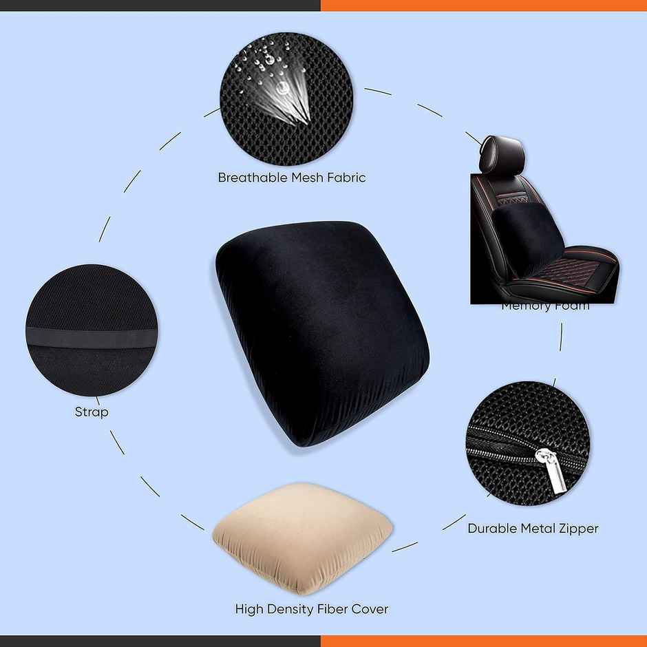 Gomechanic Godryft Memory Foam Car Seat Cushion For Back Support To Relieve Sciatica Pack Of 2