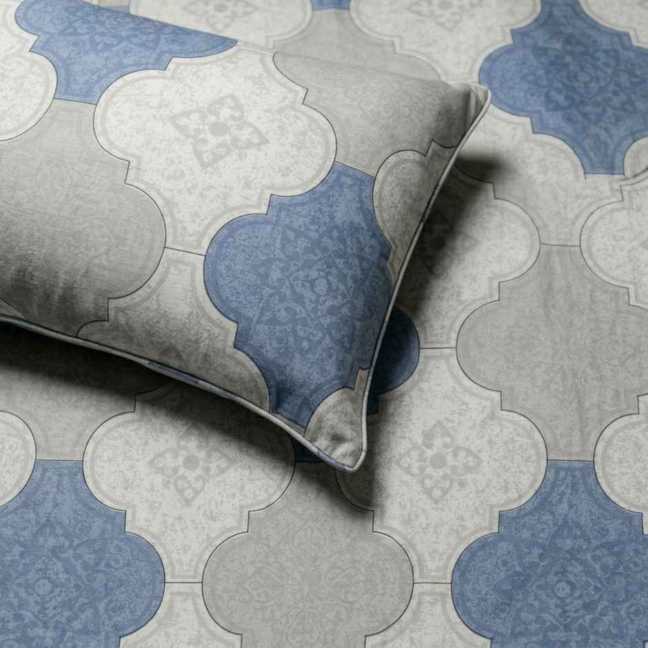 Status Crown Superfine Microfiber Queen Bedsheet | Urban Mosaic | 220 x 250 cm