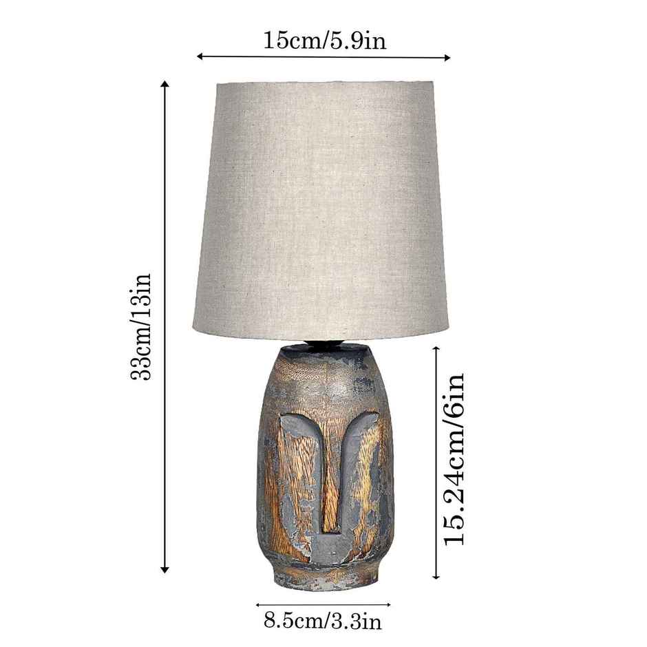 Homesake Small Retro Teardrop Table Lamp | Wood Grain Farmhouse | Bedroom & Living Room | Gray
