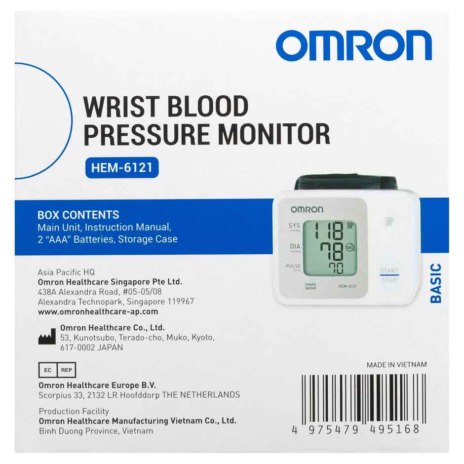 Omron HEM-6161 Wrist BP Monitor White