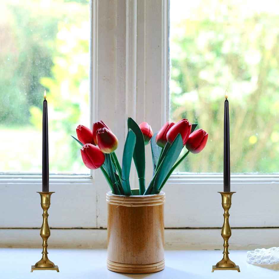 Taper Candles | Cinnamon Wood | Pack of 4 | Black | Pichai