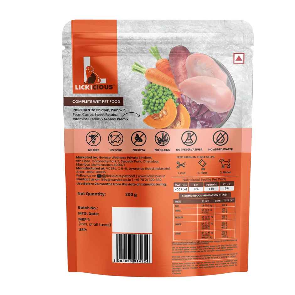 LICKICIOUS Complete Wet FOOD | No Preservatives | No Grains | 100% Natural