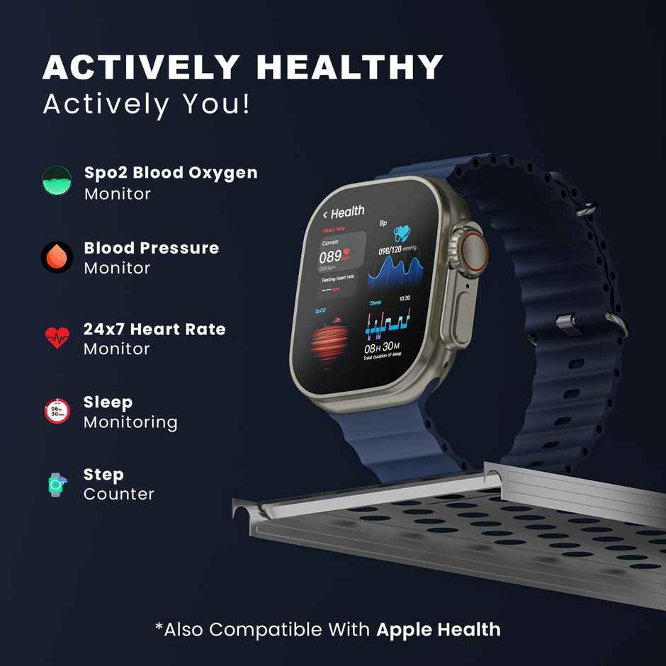 Hammer Active 2.0 Plus 2.1 Inch Display Smart Watch With Gesture Control| Bluetooth Calling (Blue)