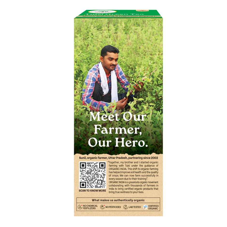 Organic India Tulsi Green Tea Lemon Ginger Herbal Infusion Bags