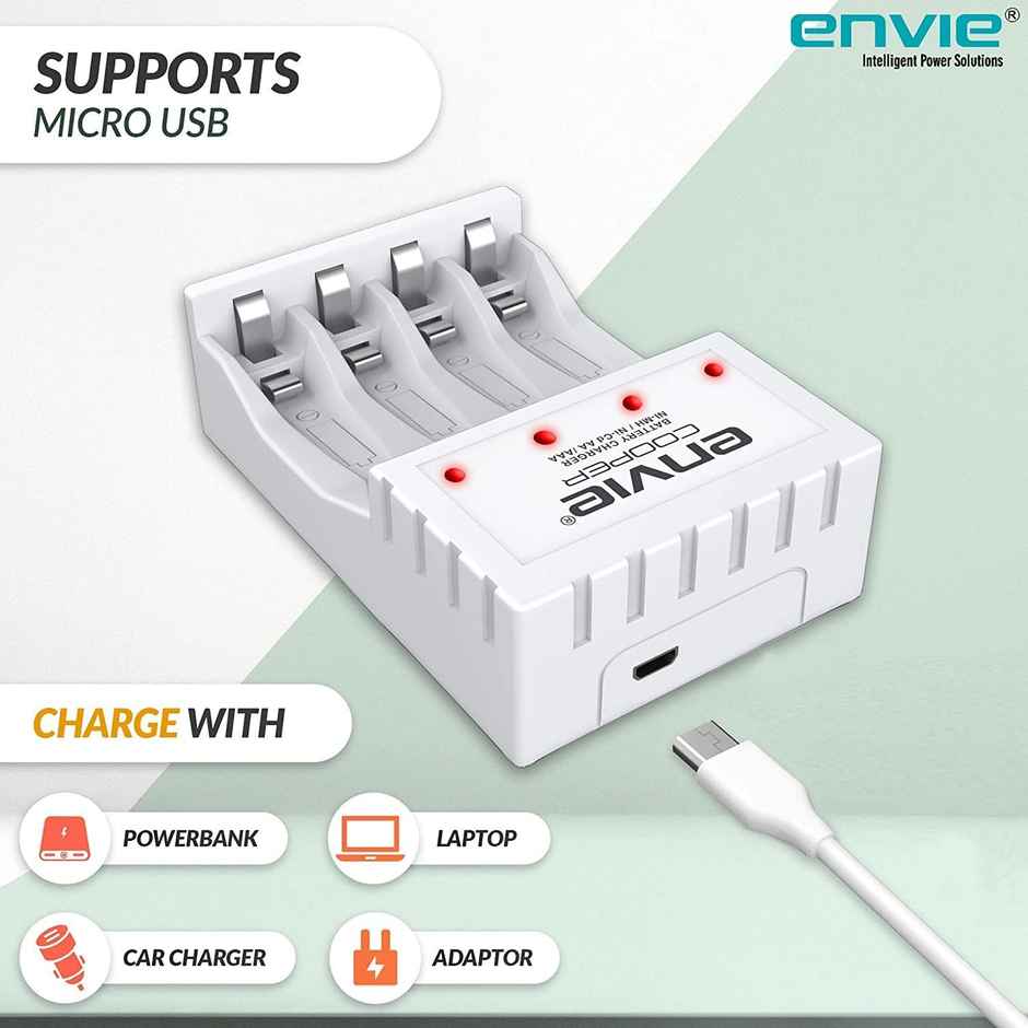 Envie (ECR 20 MC+4xAA2800) Standard Rechargeable Battery Charger for AA & AAA Ni-mh/Ni-Cd with Batteries