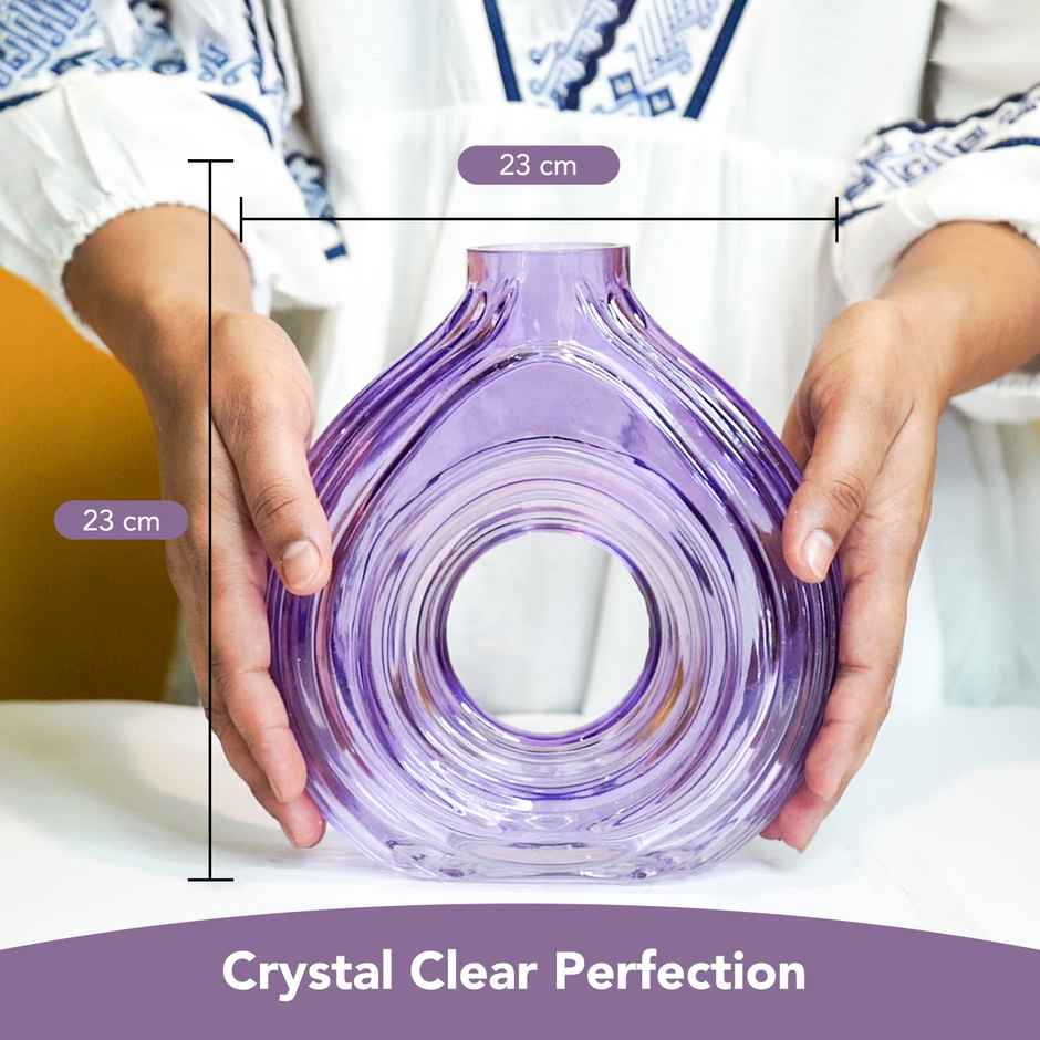 Ekhasa 100% Crystal Glass Vase Flower Pot For Home Decoration | Center Table Decorative Items