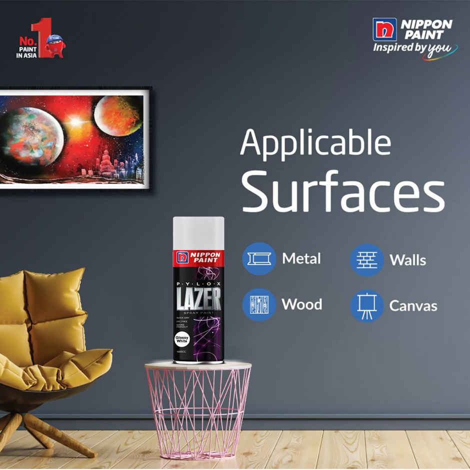 Nippon Pylox Spray Paint | Glossy White | Fast-Drying & High Gloss