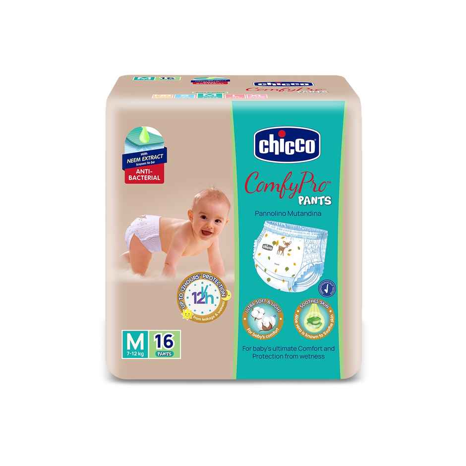 Chicco ComfyPro Premium Baby Diapers | Pant Style | M | 16 Pcs