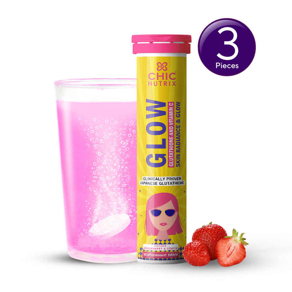 Chicnutrix Glow Japanese Glutathione & Vit. C for Brighter Skin| Strawberry-Lemon flavour Combo 