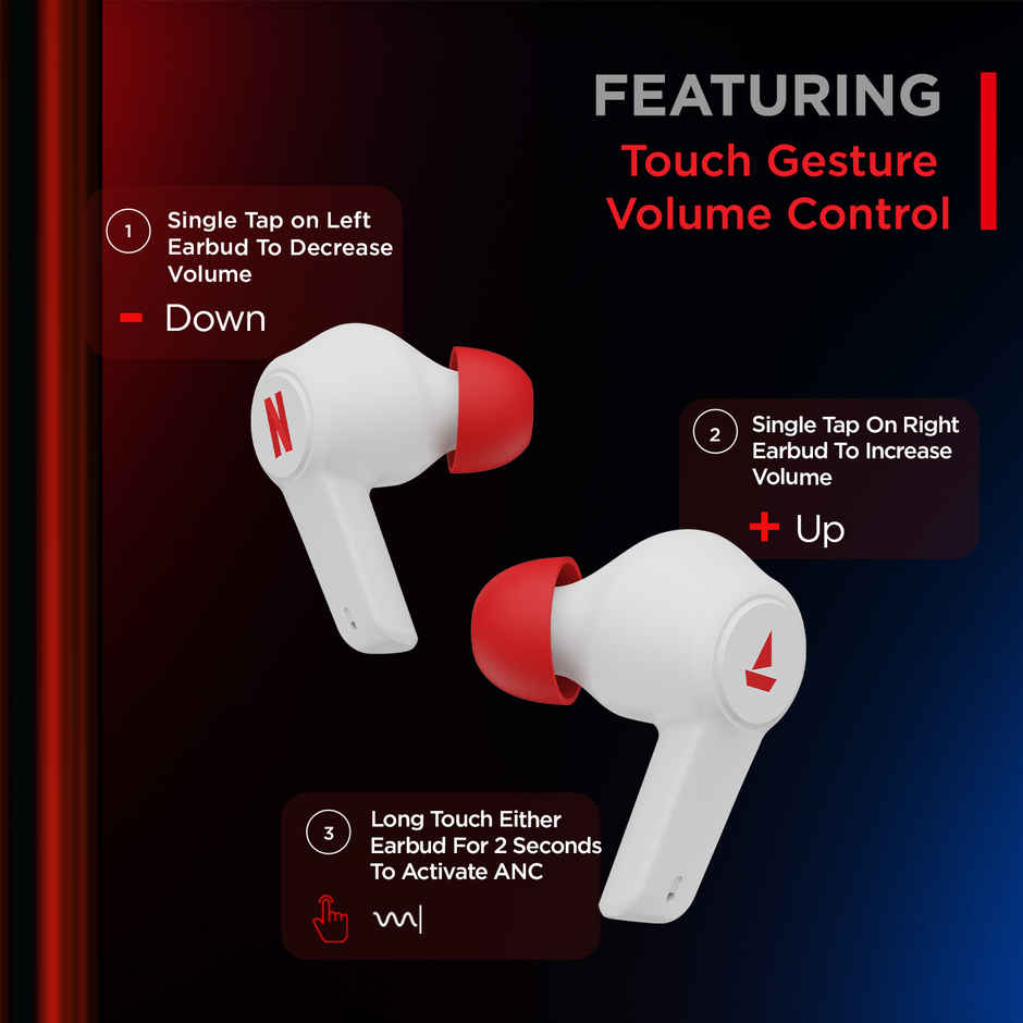 boAt Airdopes 411 ANC TWS Earbuds with Active Noise Cancellation | Upto 17.5 Hours Playback | White