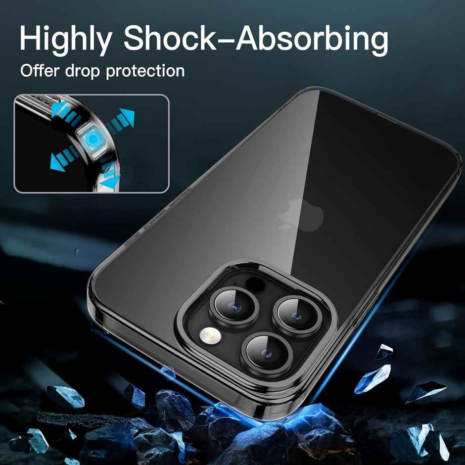 ExpressB For iPhone 16 Pro Max Case Cover Clear Transparent | Thin Soft Back - Clear Black