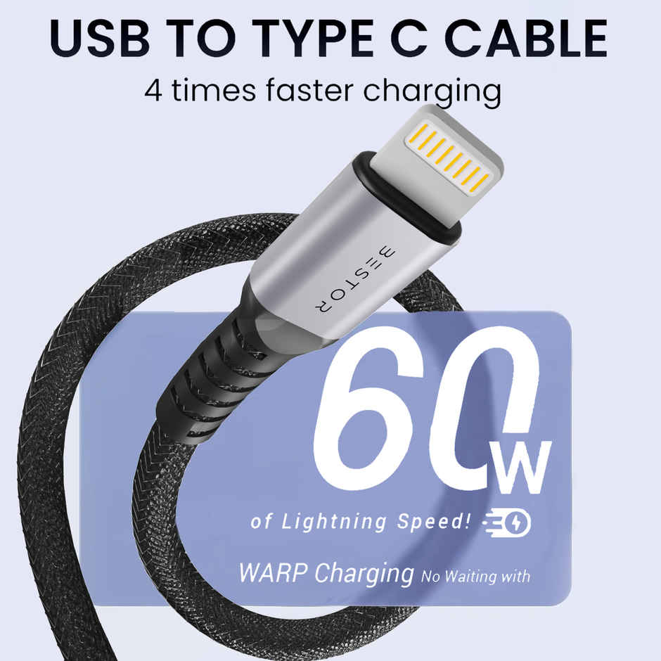 Bestor Type C to Lightning Cable | 60W | 1 m | Nylon Braided