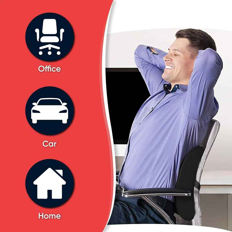 GoMechanic Godryft Memory Foam Lumbar Support for Back Pain Relief - Office Chairs & Cars