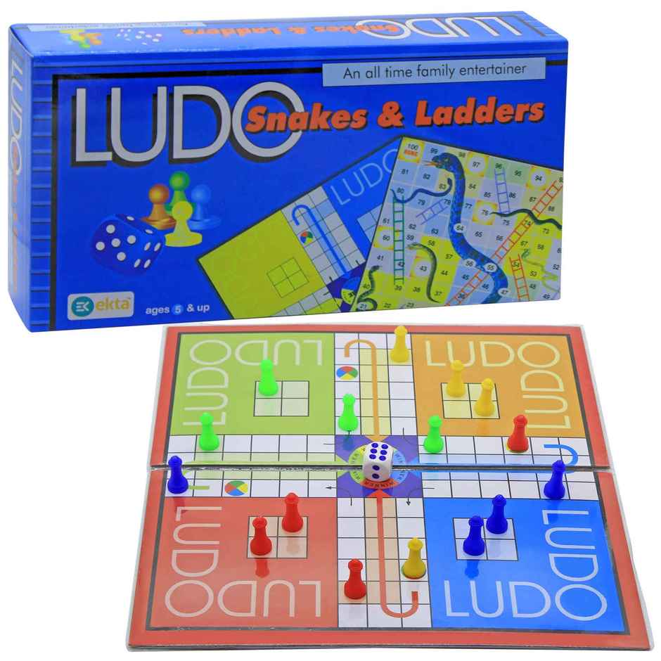 Ekta Royal Ludo & Snakes Junior Board Game, Classic Strategy Game for All Ages