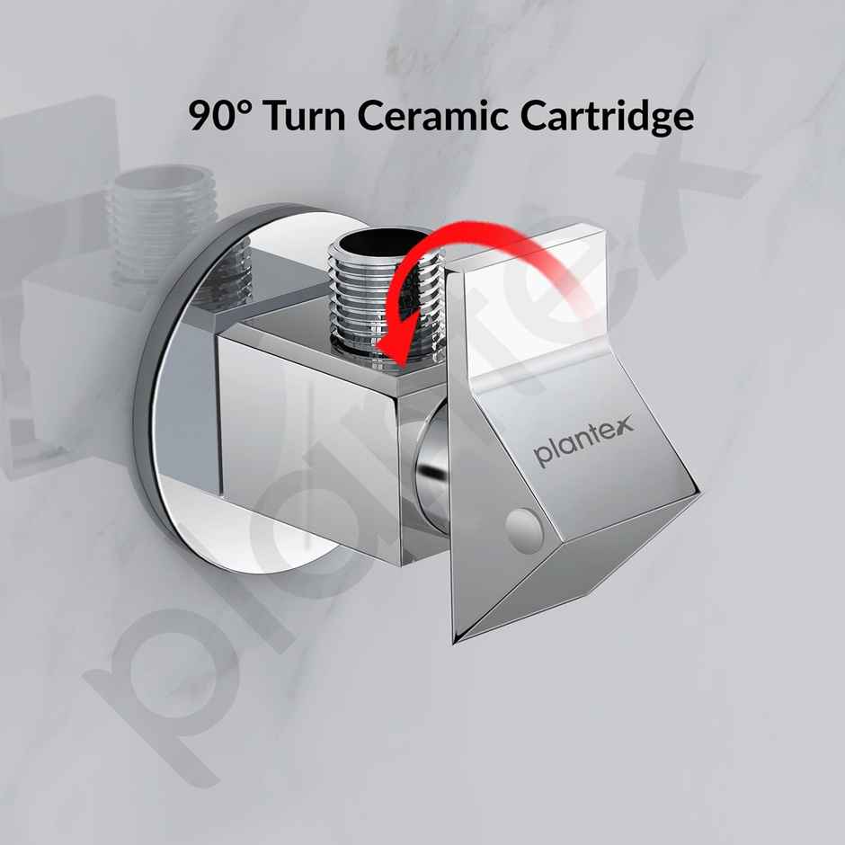 Plantex PRI-305 Brass Angle Valve - Teflon Tape & Wall Flange | Mirror Chrome
