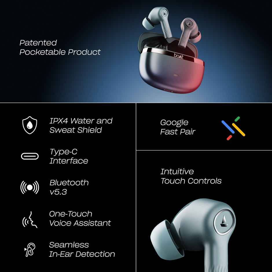 boAt Nirvana Ion ANC Pro  in Ear TWS Earbuds with mic, Hi-Res Audio LDAC,ANC(32dB), 120Hrs Battery, App Support, Fast Charge, v5.3 Bluetooth TWS - Blazing Comet