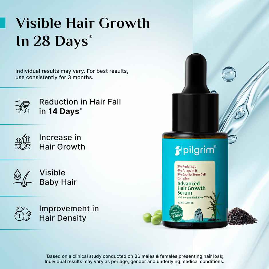 Pilgrim Advanced Hair Growth Serum with Redensyl & Anagain Reduces Hair Fall & Boosts Hair Growth