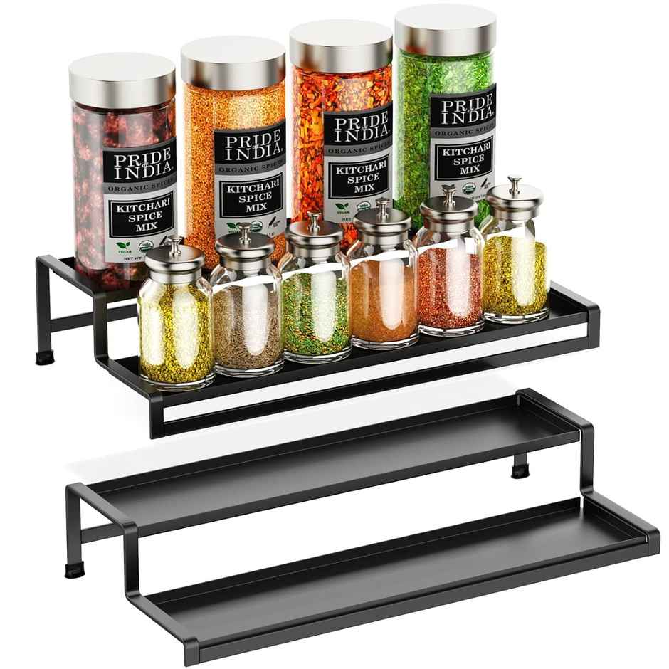 Go Hooked 2 Tier Black Color Expandable Vanity Organizer