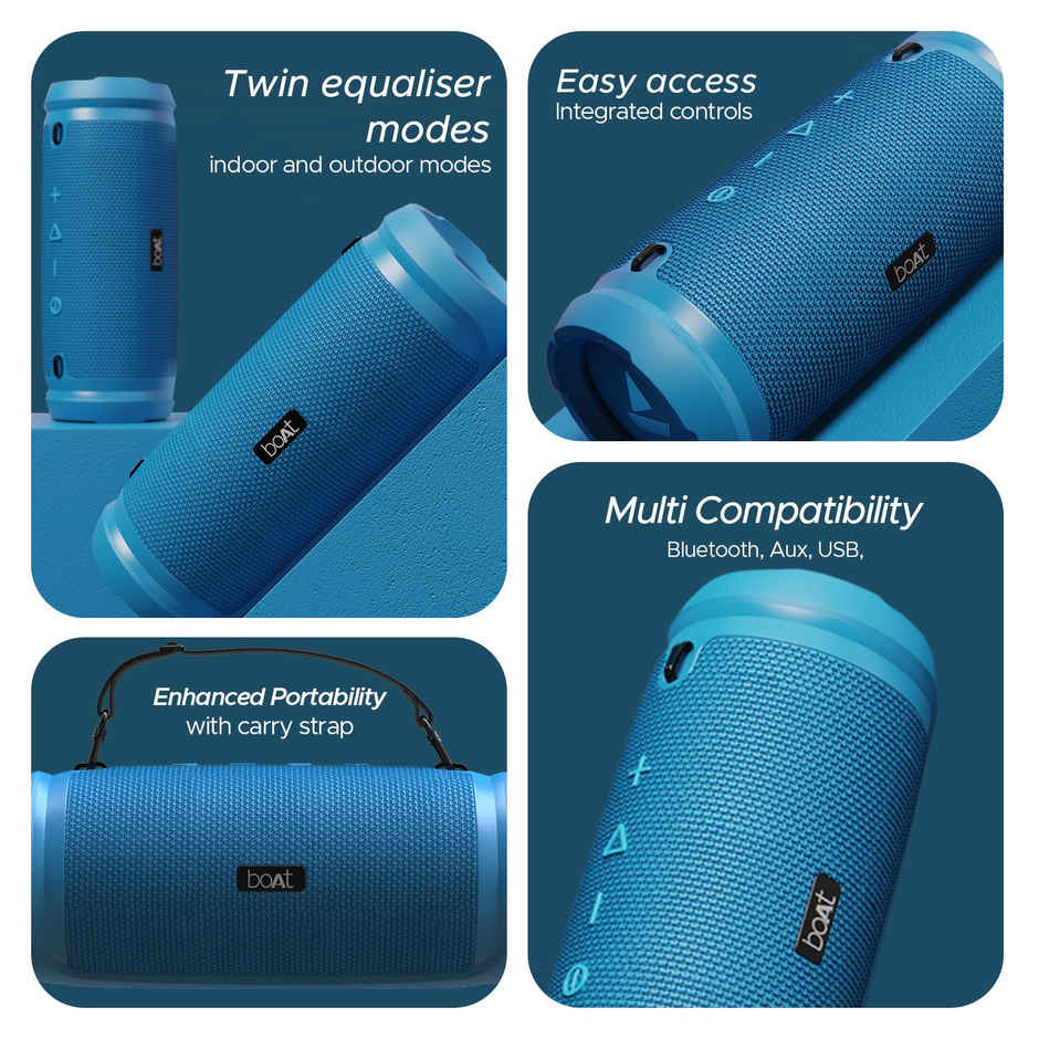 boAt Stone 1500 40W Portable Wireless Speaker with Roaring Sound | Dual EQs | Type-C | Blue