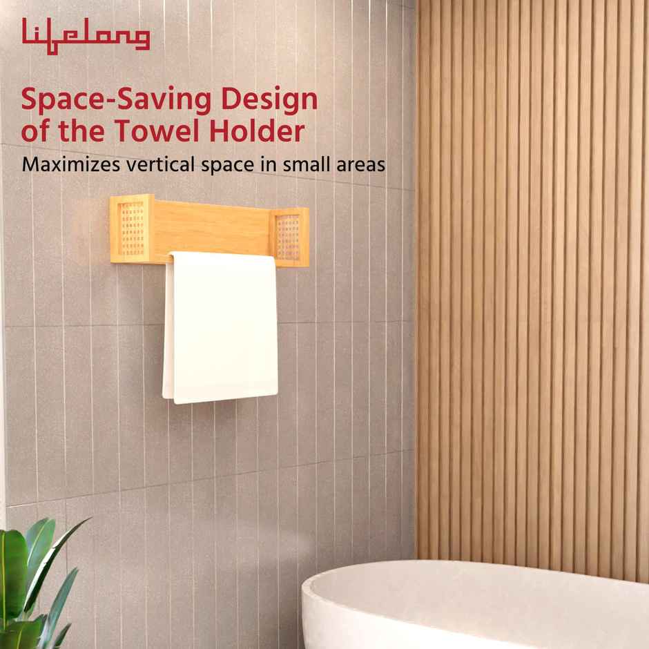 Lifelong Towel Rack for Bathroom | Durable | Stylish Bamboo Rattan Bathroom Towel Holder & Hanger