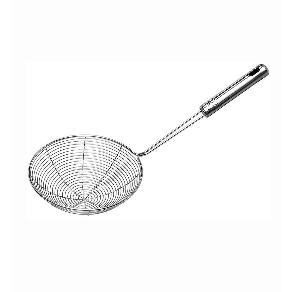 Limetro Steel Stainless Steel Deep Fry Jhara/Puri Strainer With Support Wires And Handle