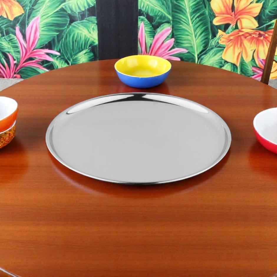 BAY6 Steel Traditional Dinner Plate-Thali | 9 Inch | 4 Piece