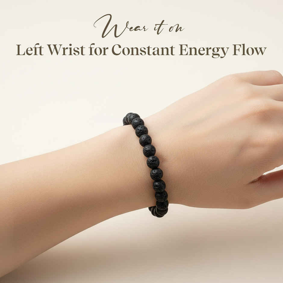 Pujashree Lava Bracelet With Raw Selenite Plate