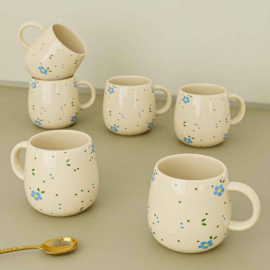 The Earth Store Ceramic Ovule Flower Tea Cup | 160 ml Microwave Safe Coffee Cups