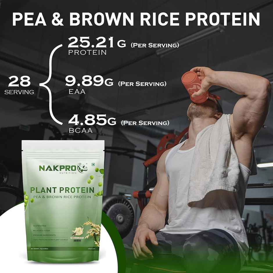 Nakpro Vegan Plant Protein Powder (Pea Protein & Brown Rice Protein) Vanilla -