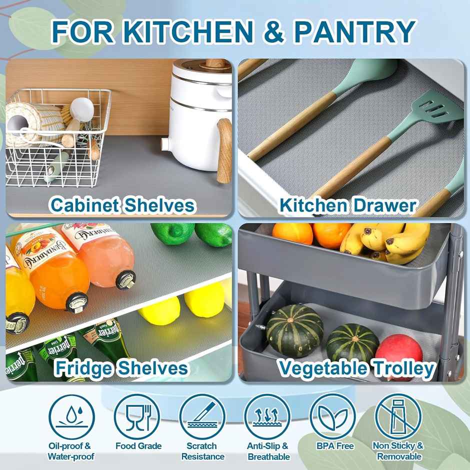 Kuber Industries 5 Mtr Polyester Anti Slip Mat | Shelf Liner | Table Runner | Multi